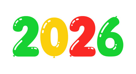 Colorful Balloon Numbers Forming the Year 2026 1.