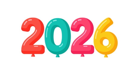 Colorful Balloon Numbers Forming the Year 2026 Celebration 2. © Yetugraphic
