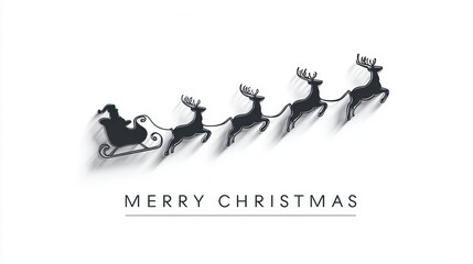 Christmas illustration of Santa Claus in his sleigh pulled by reindeer