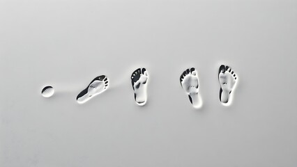 series. Evolving footprints from faint to clear on sand, symbolic progression in monochrome. wellbeing guides, coaching materials, designed for coaching and self-improvement content.