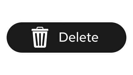 Delete button with trash can icon isolated on white background, Vector