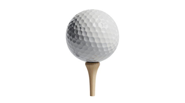 Perfectly placed golf ball poised for a powerful drive ready to soar towards victory and achieve your golfing dreams.