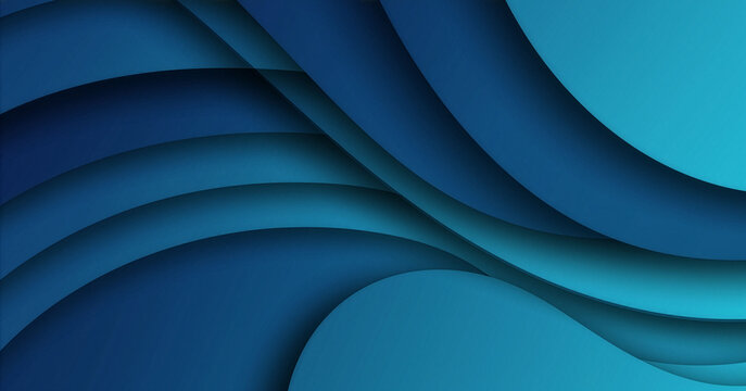 Abstract Ocean Blue Curved Layers: Modern Gradient Waves in Deep Blue Tones