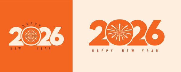 2026 New Year logo design template, stylish typography, collection of 2026 Happy New Year, 2026 number design, vector illustration for greeting card, poster, calendar, invitation, banner © Graphics-workshop