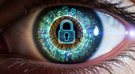 Eye security cyber security digital security biometric security online safety data protection privacy lock