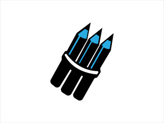 Colorful pencils bundled together with white band