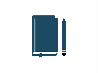 Professional writing and education icon with book and pencil