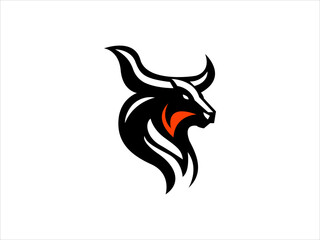 Bull head vector minimalist illustration features two abstract black animal designs on a crisp white background