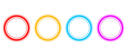 Rings in red, orange, blue, and magenta