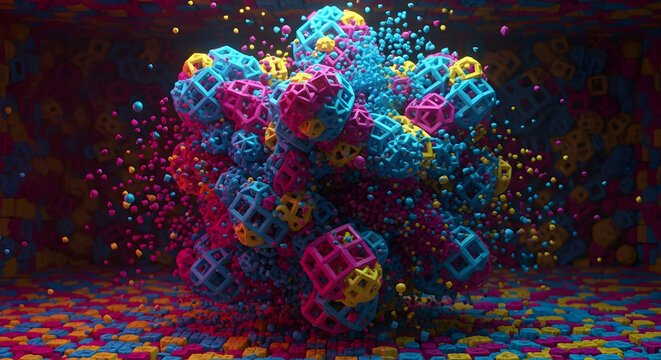 Abstract colorful cubes background design, geometric shapes art, modern creative wallpaper, vibrant colors