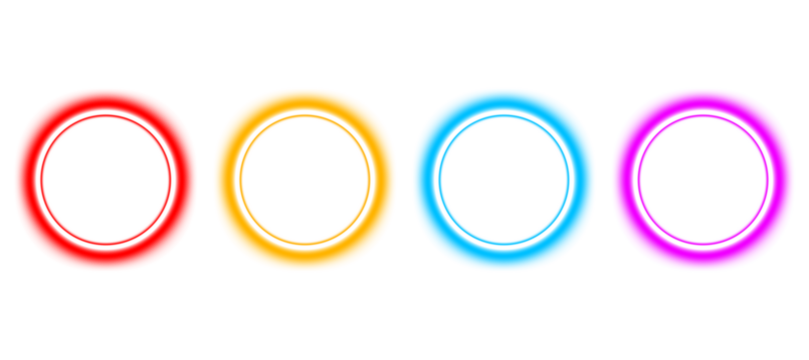 Rings in red, orange, blue, and magenta - Powered by Adobe