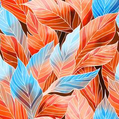 seamless watercolor pattern with leaves