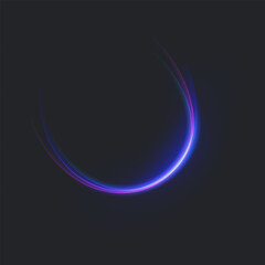 Neon Bright Light Luminous Energy Wave. Glowing lines on dark background