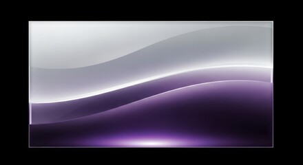 Elegant flowing waves of light in cool purple and silver hues create a modern, sophisticated abstract background perfect for tech or business presentations