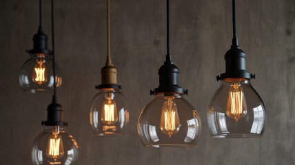 Obraz premium Modern Glass Pendant Lights in Minimalist Industrial Style V8
