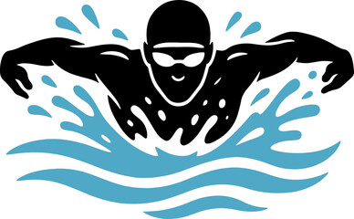 Swimming Design Scalable SVG Vector Graphic with Editable Paths and Layers for Web, UI Design, Digital Art, and Print Applications