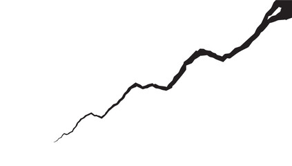 Dramatic black crack silhouette against a stark white background conveying fragmentation and disruption