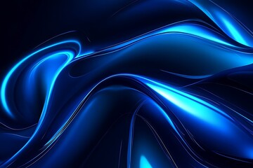 Abstract glowing blue waves with shimmering particles creating a futuristic and ethereal digital art background