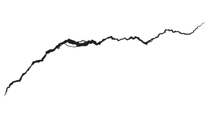 Dramatic black jagged crack graphic symbolizing disruption, failure, or a breaking point on white background