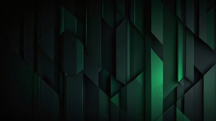 Moody Abstract Green and Black Geometric Pattern Digital Art V7