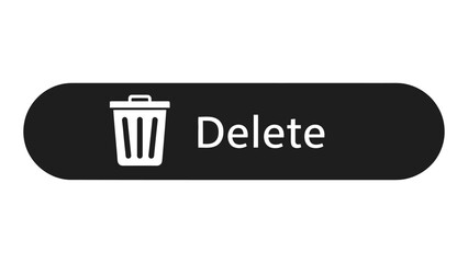 Delete button with trash can icon isolated on white background, Vector