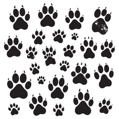Dynamic black paw prints create a playful pattern, perfect for animal lovers and wild adventures