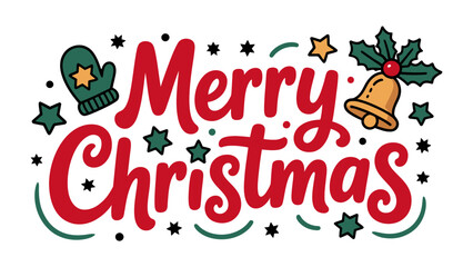 Festive Greetings: Merry Christmas Text Design: A charming holiday greeting, featuring classic symbols of the season, joyfully announces the magic of Christmas.