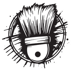 Dynamic paintbrush emblem with bold ink splatters and artistic flair, perfect for creative branding and design projects.