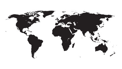 Bold black and white world map graphic ideal for global business, travel, and educational themes