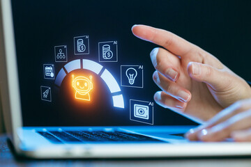 Exploring artificial intelligence tools and their applications on a laptop in a modern workspace