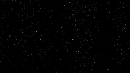 Falling snowflakes isolated on black background. Winter snow overlay texture for VFX, compositing, motion graphics and atmospheric effects