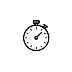 Simple line art stopwatch icon with minute and second hands on a white background timer time