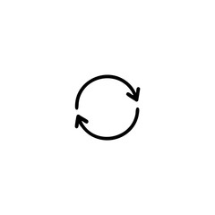 Two intertwined black circular arrows symbolizing exchange or synchronization on a white background circle
