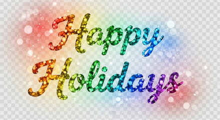 Happy Holidays message, with a gradient-colored text effect. This vibrant and festive design is ideal for seasonal greetings and promotions. vector illustration