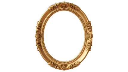Exquisite ornate oval gold frame with intricate baroque detailing adds timeless elegance and luxury to any cherished photograph or artwork