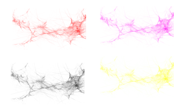 Vibrant abstract digital splash patterns in red, magenta, yellow