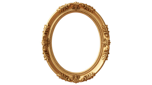 Exquisite ornate oval gold frame with intricate baroque detailing adds timeless elegance and luxury to any cherished photograph or artwork - Powered by Adobe