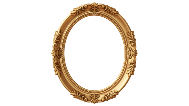 Exquisite ornate oval gold frame with intricate baroque detailing adds timeless elegance and luxury to any cherished photograph or artwork