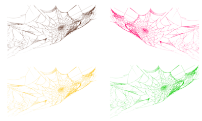 Vibrant spider web collection in multiple colors for designs