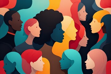 Diverse Faces - Modern Illustration of Multicultural People