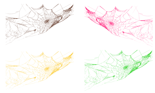 Vibrant spider web collection in multiple colors for designs