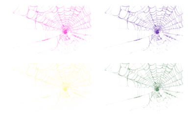 Intricate gradient spider webs set, digital art halloween concept