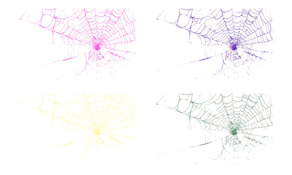 Intricate gradient spider webs set, digital art halloween concept