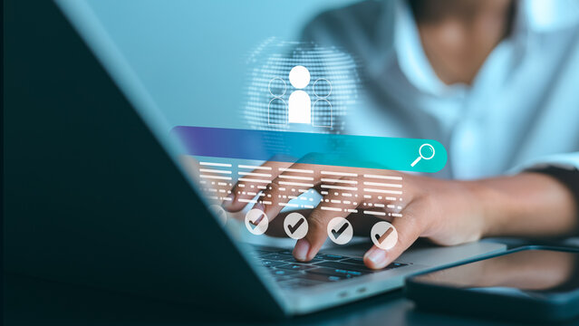 Digital identity verification and user profile search on laptop