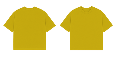 Yellow Oversized T-shirt Mockup Front and Back View on Neutral White Background
