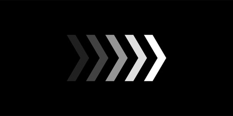 black and blue Colored Right to Left Arrows Blinking in a Loop Swipe up animation button.