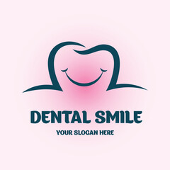 Dental smile Pink company logo design vector illustration heart symbol concept