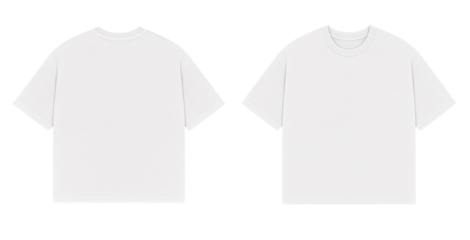 Blank White Oversized T-shirt Mockup Front and Back View on Neutral White Background