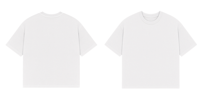 Blank White Oversized T-shirt Mockup Front and Back View on Neutral White Background - Powered by Adobe