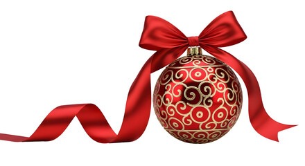 Festive Red Christmas Ornament with a Luxurious Bow, Symbolizing Celebration and Joy